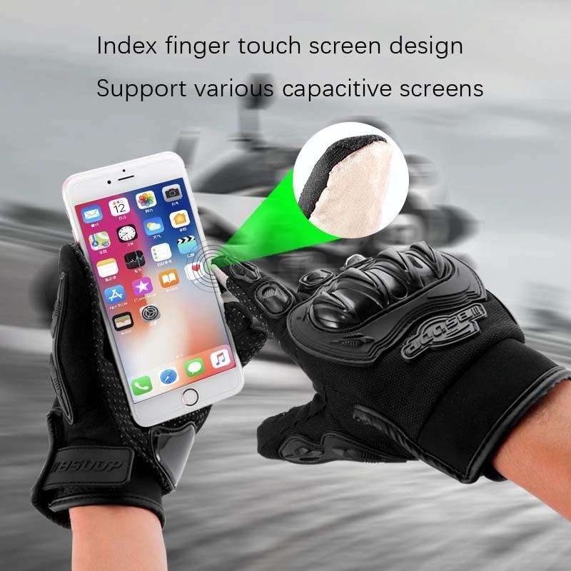 BSDDP RH-A0107 Motorcycle Riding Anti-Fall Full Finger Gloves, Size: L(Black+Grey)