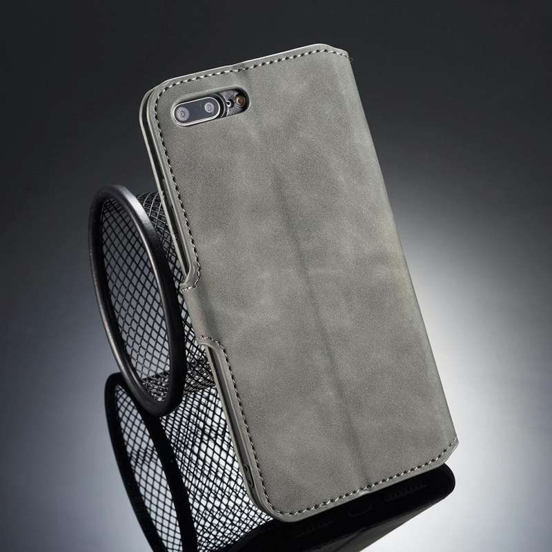 DG.MING Retro Oil Side Horizontal Flip Case for iPhone 8 Plus & 7 Plus, with Holder & Card Slots ...