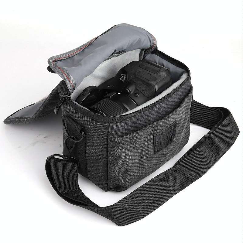 Universal DSLR Camera Shoulder Bag Canvas Photo Handbag, External size: 19 x 17 x 10mm(Black)