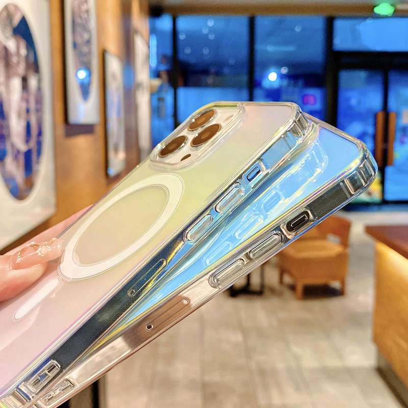 For iPhone 13 Pro MagSafe Magnetic Color Plated Phone Case(Blue)