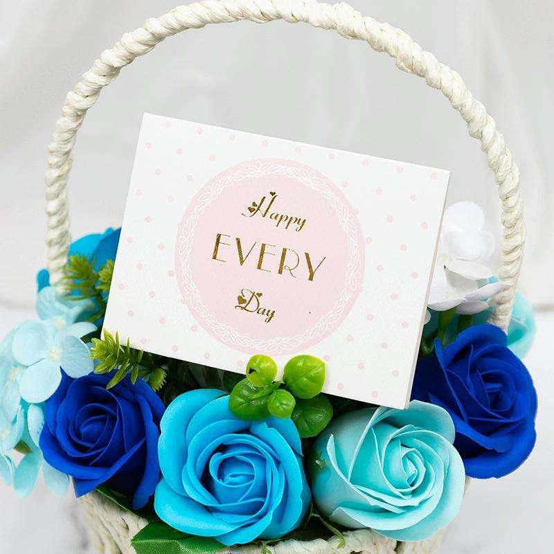 100 PCS Valentines Day Bronzing Greeting Card Flower Shop Birthday Thank You Card(I Love You)