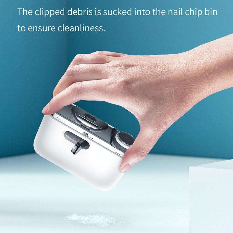 2 IN 1 Electric Nail Clipper Cutter Automatic Nail Grinder Trimmer With LED Light(White)
