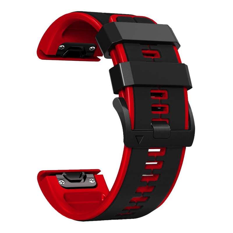 For Garmin Fenix 7X Vertical Stripes Two-color Silicone Watch Band(Black Red)