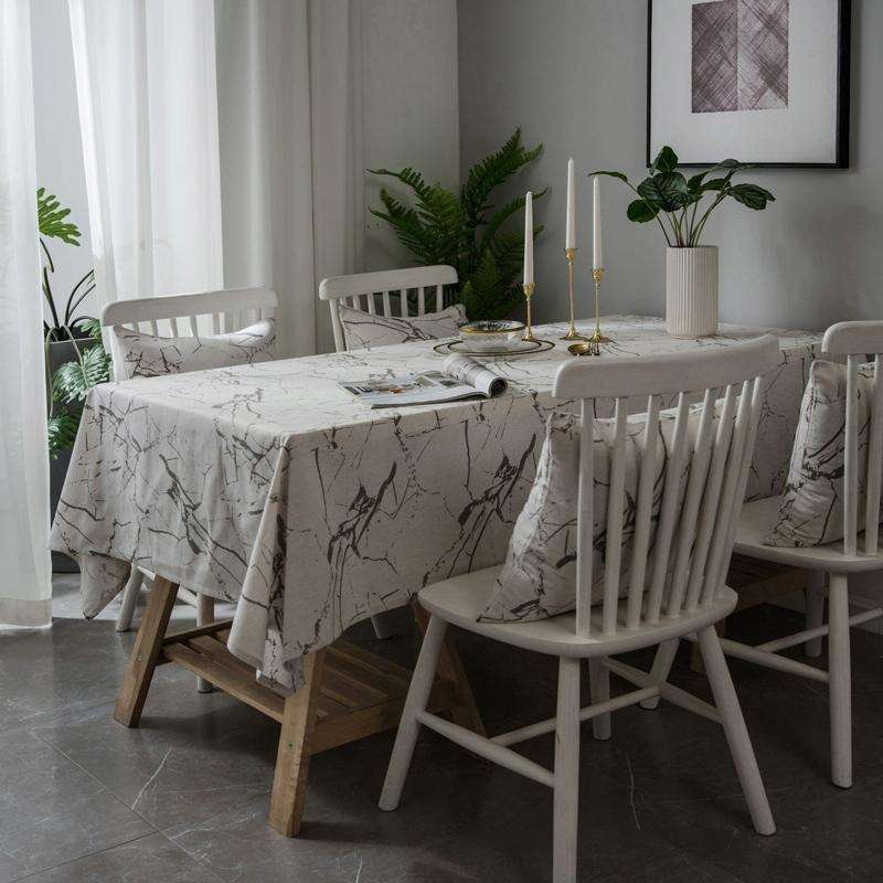Marble Pattern Minimalist Tablecloth Cover Table Cloth Cotton Linen Dust-proof Cabinet Cloth, Siz...