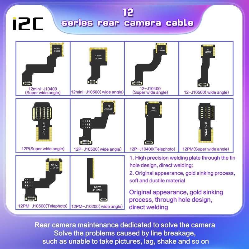 For iPhone 12 Pro Max J10200 i2C Back Facing Wide Camera Cable