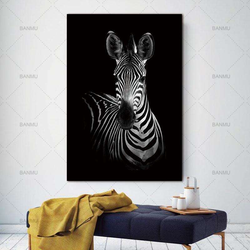 Simple Black and White Animal Decoration Painting Study Living Room Sofa Background Wall Painting...