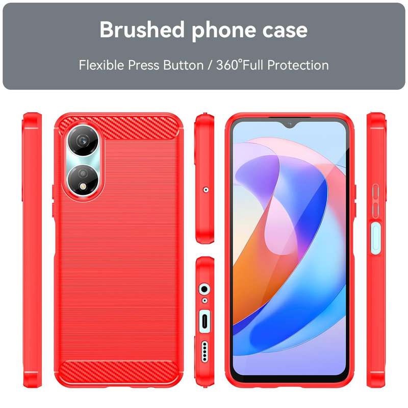 For Honor X7b Brushed Texture Carbon Fiber TPU Phone Case(Red)