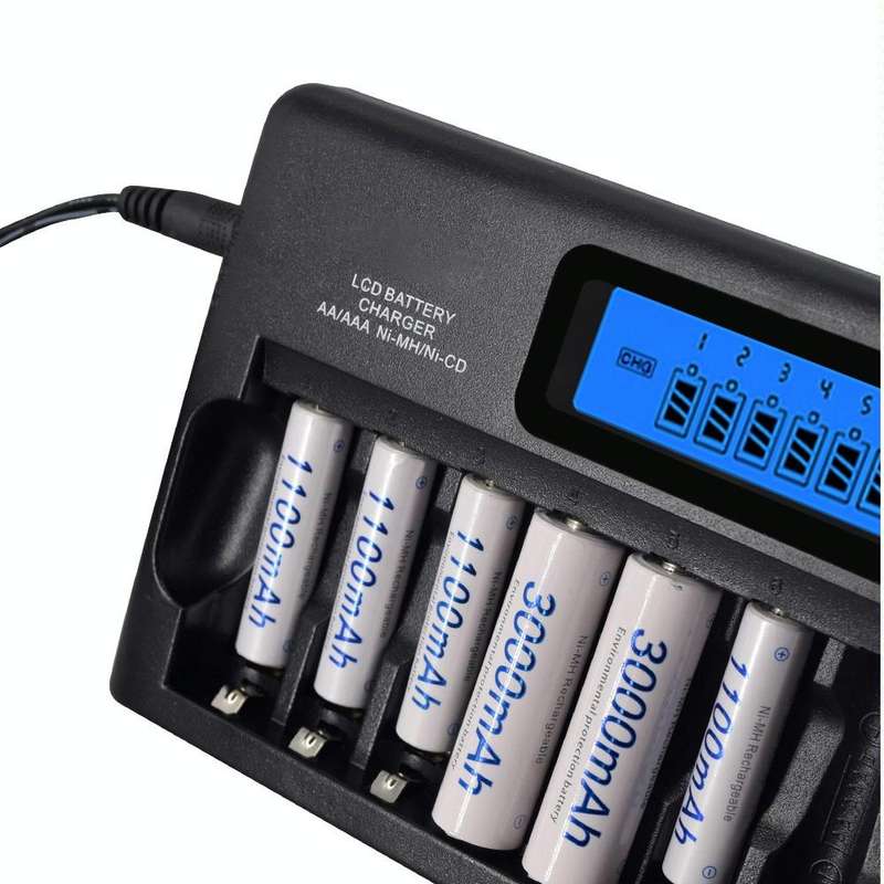 100-240V 12 Slot Battery Charger for AA / AAA / NI-MH / NI-CD Battery, with LCD Display, US Plug