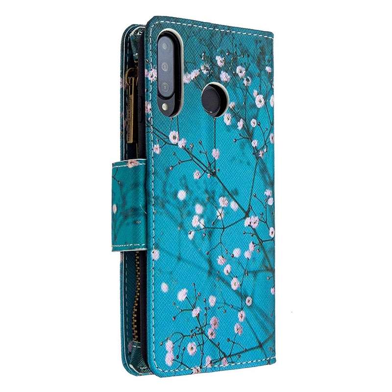 For Huawei P30 Lite Colored Drawing Pattern Zipper Horizontal Flip Leather Case with Holder & Car...