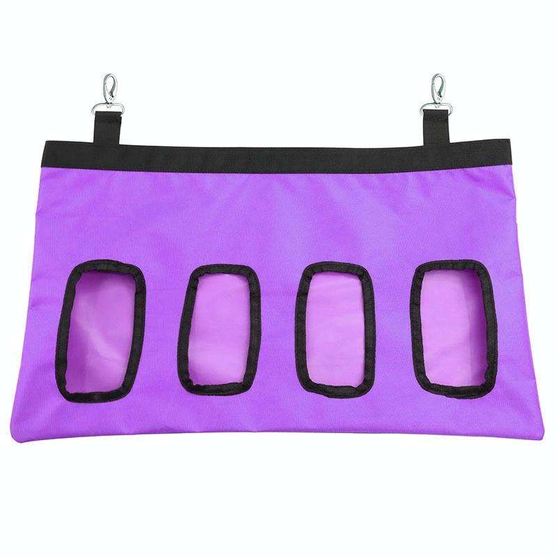 Pet Rabbit Guinea Pig Hanging Feeding Hay Storage Bag, Specification: Purple Four-hole
