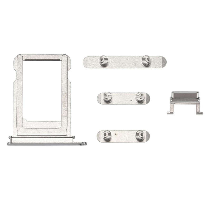 Card Tray + Volume Control Key + Power Button + Mute Switch Vibrator Key for iPhone X(Silver)