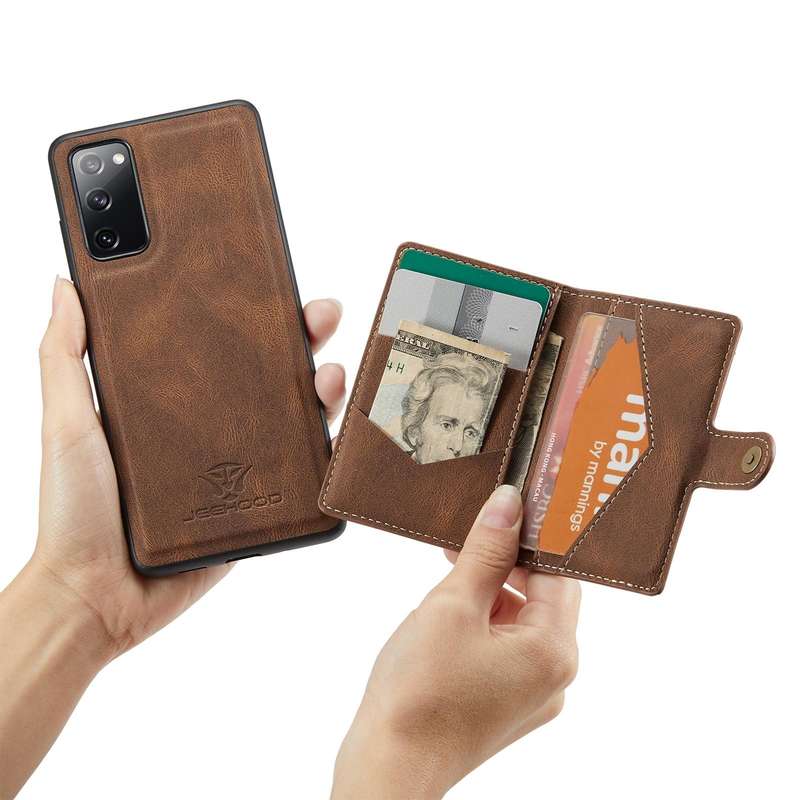 For Samsung Galaxy S20 FE JEEHOOD Retro Magnetic Detachable Protective Case with Wallet & Card Sl...