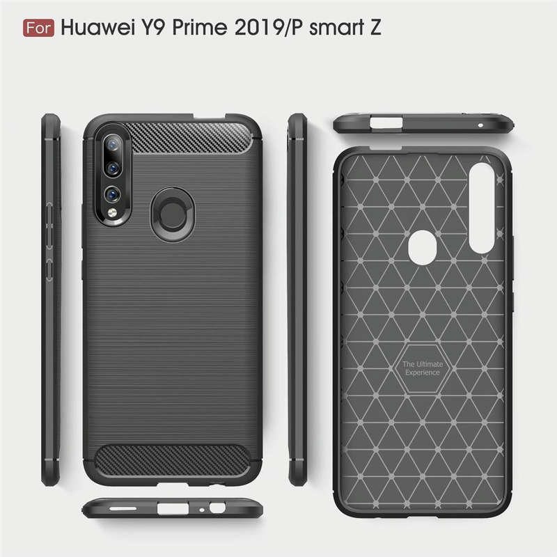 Brushed Texture Carbon Fiber TPU Case for Huawei Y9 Prime 2019 / P Smart Z(Black)