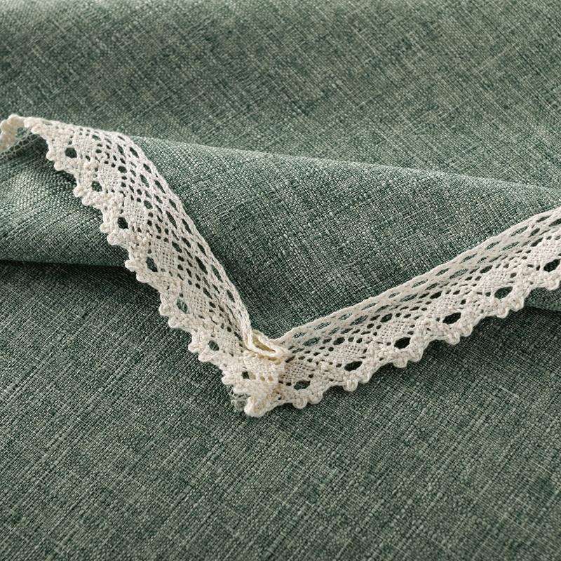 Decorative Tablecloth Imitation Linen Lace Table Cloth Dining Table Cover, Size:130x170cm(Olive G...