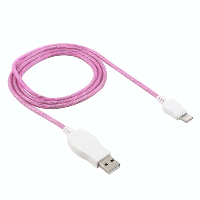 LED Flowing Light 1m USB to 8 Pin Data Sync Charge Cable for iPhone, iPad(Magenta)
