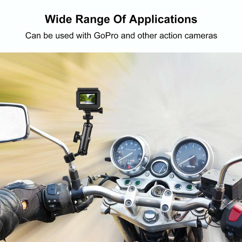 PULUZ Motorcycle Holder Rearview Mirror Fixed Mount for GoPro and Other Action Cameras (Black)