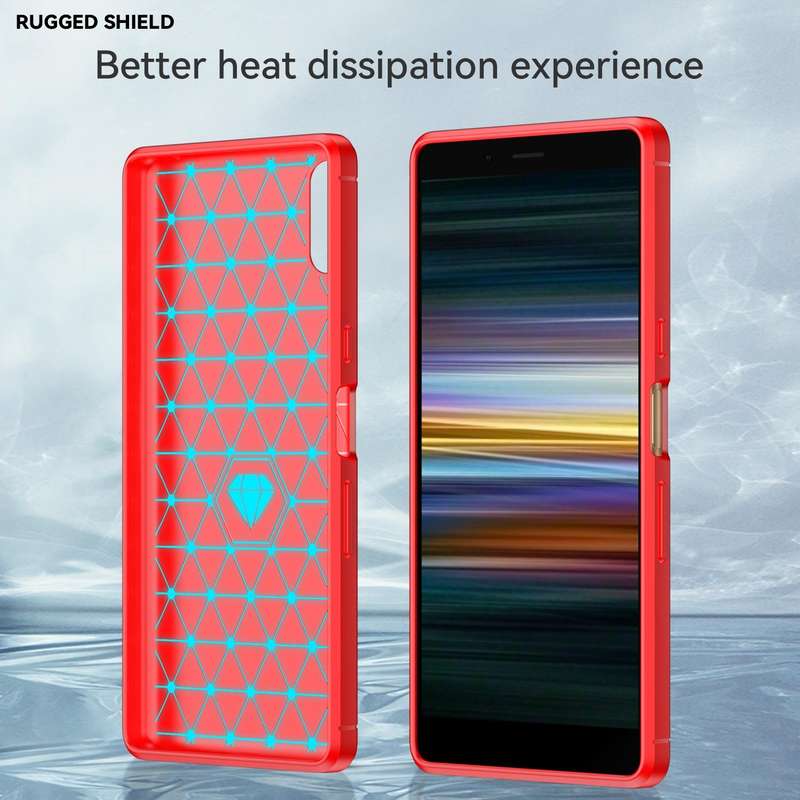 For Sony Xperia L3 Brushed Texture Carbon Fiber TPU Phone Case(Red)