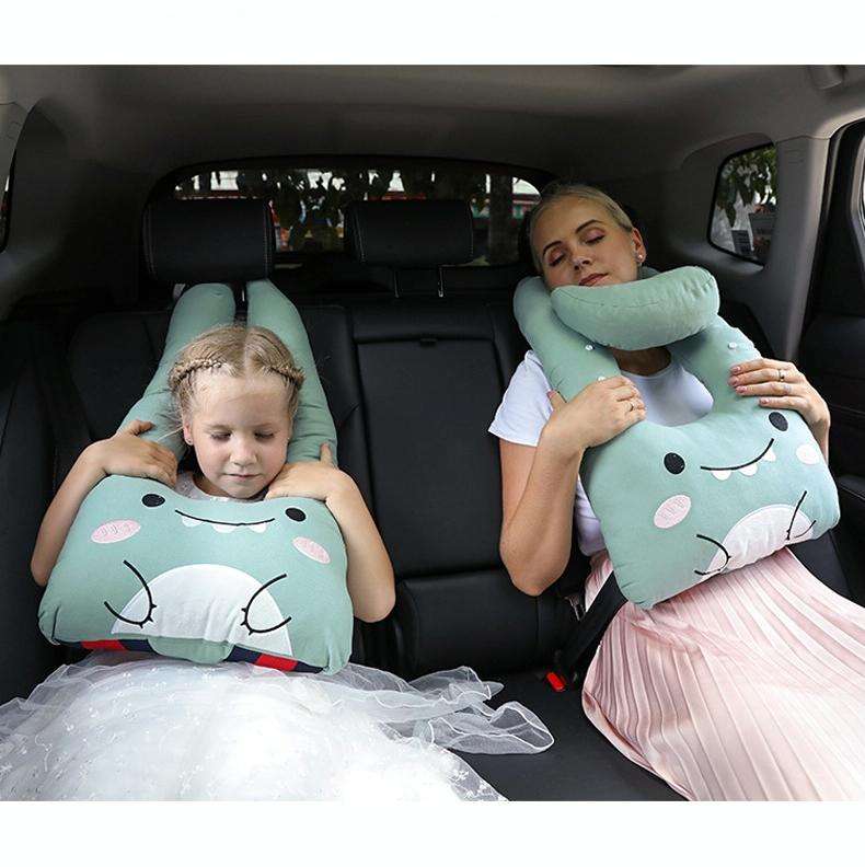 8146 Cartoon Adjustable Car Children Sleep Safety Belt U-shaped Neck Pillow(Coffee Monkey)