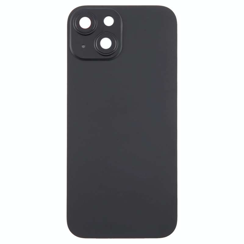 For iPhone 15 Plus Glass Battery Back Cover with Camera Lens Cover(Black)