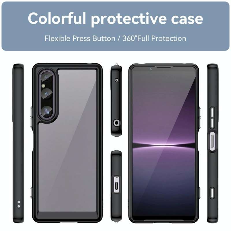 For Sony Xperia 1 V Colorful Series Acrylic + TPU Phone Case(Black)