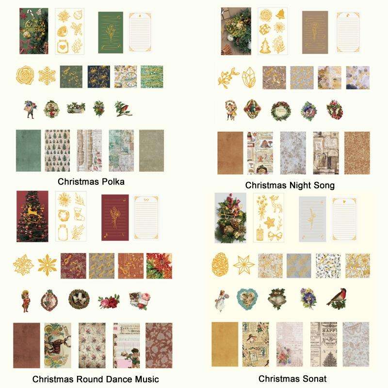 2 Sets Christmas Medallion Sticker With Foil Seal Handbook Material Pack(Christmas Polka)