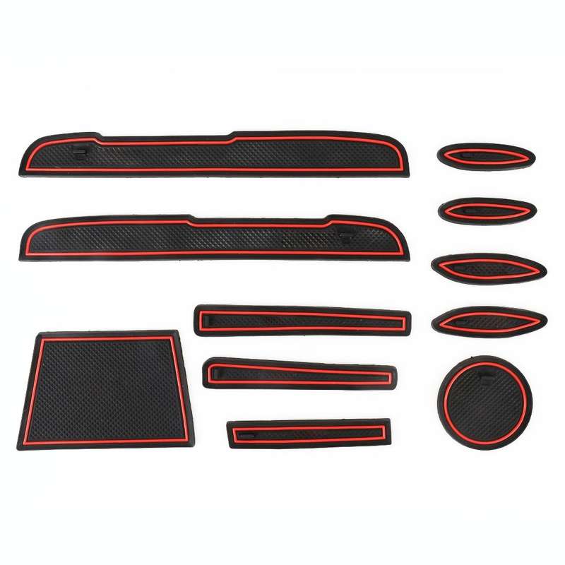 Car Water Cup Gate Slot Mats Plastic Red Anti-Slip Interior Door Pad for Toyota Vios 2017