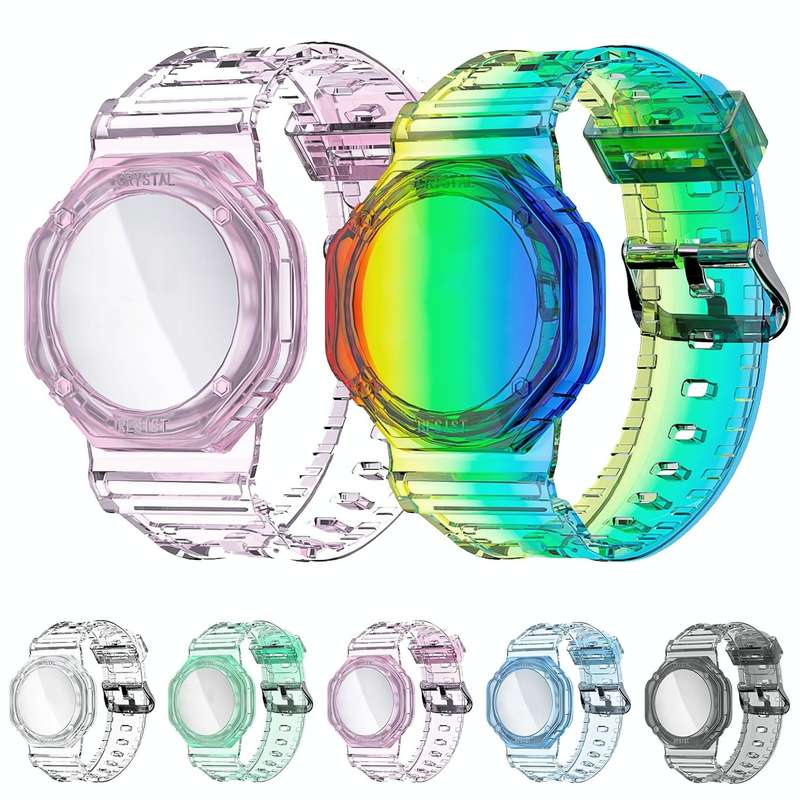 TPU Glacier Strap Child Adult GPS Finder Wristband for AirTag Tracker, Color: Transparen Green