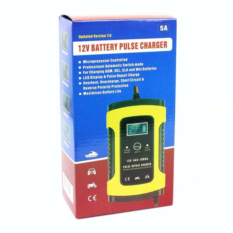 FOXSUR 12V 6A Intelligent Universal Battery Charger for Car Motorcycle, Length: 55cm, EU Plug(Yel...