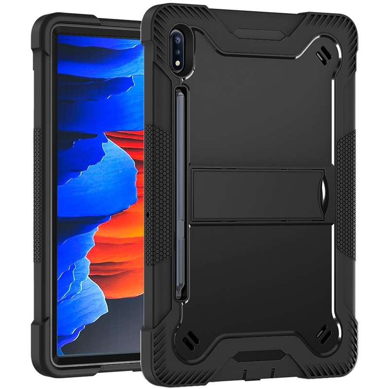 For Samsung Galaxy Tab S8 / Galaxy Tab S7 Silicone + PC Shockproof Protective Case with Holder(Bl...