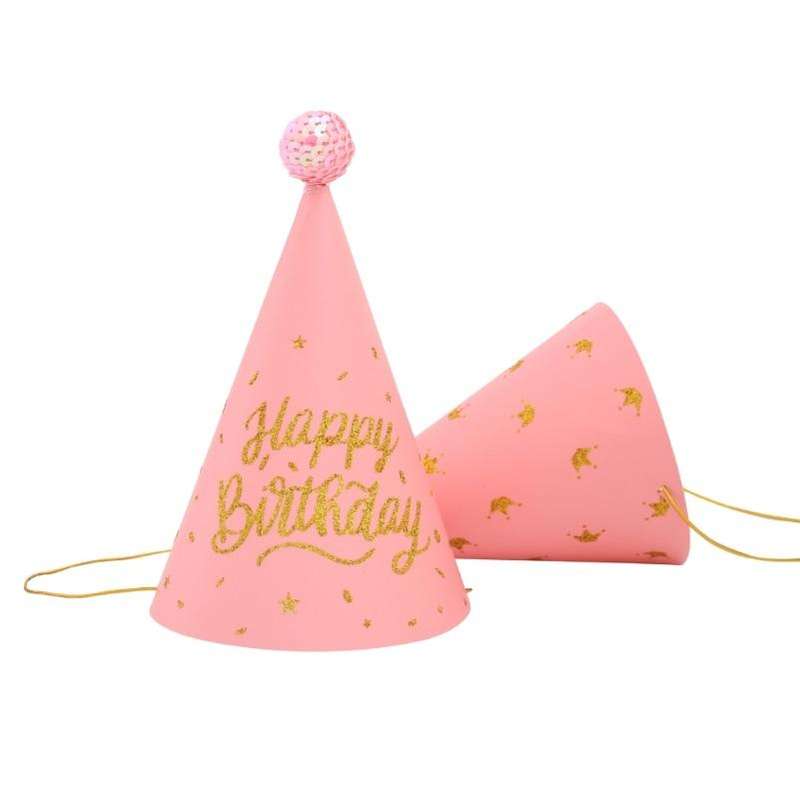 20 PCS Sequined Fur Ball Birthday Hat Birthday Party Supplies Dress Up Paper Hat, Colour: No. 2 G...