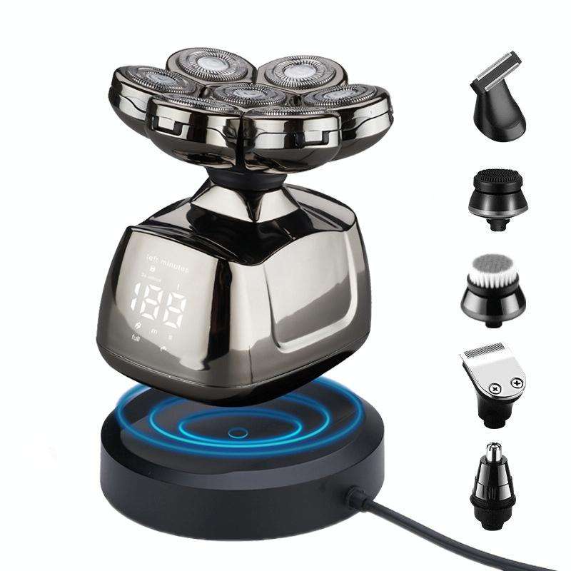 7-head Multifunctional Waterproof Barber Shaver, Specification: Wireless charging(6 in 1)