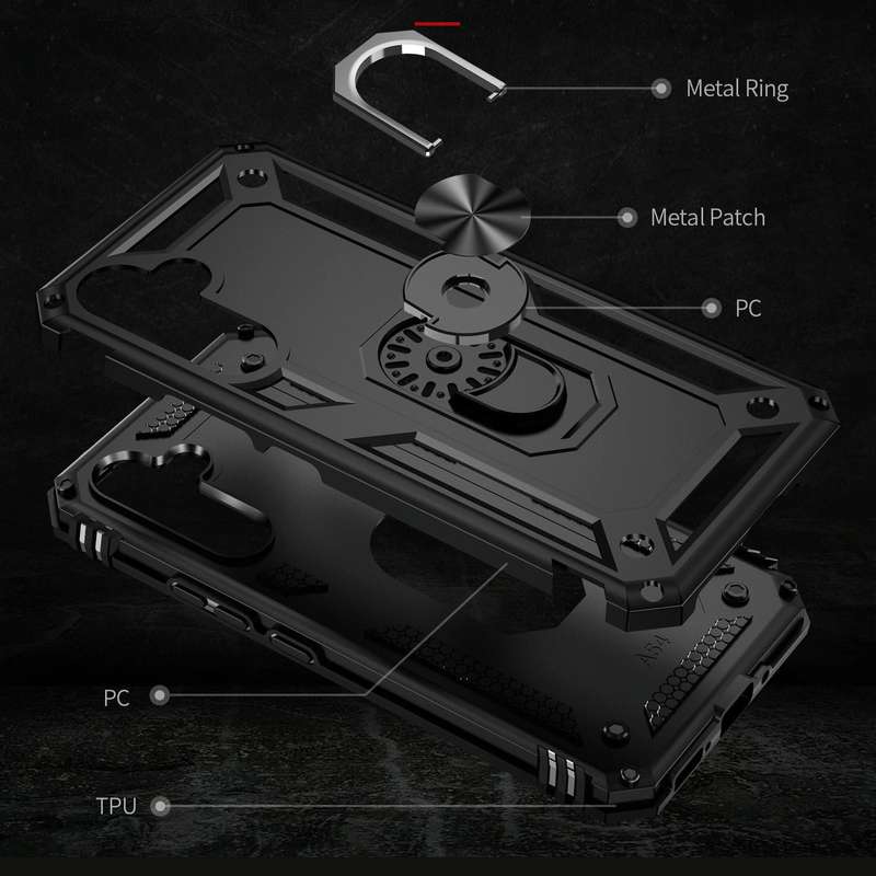 For Samsung Galaxy A54 Shockproof TPU + PC Phone Case with Holder(Black)
