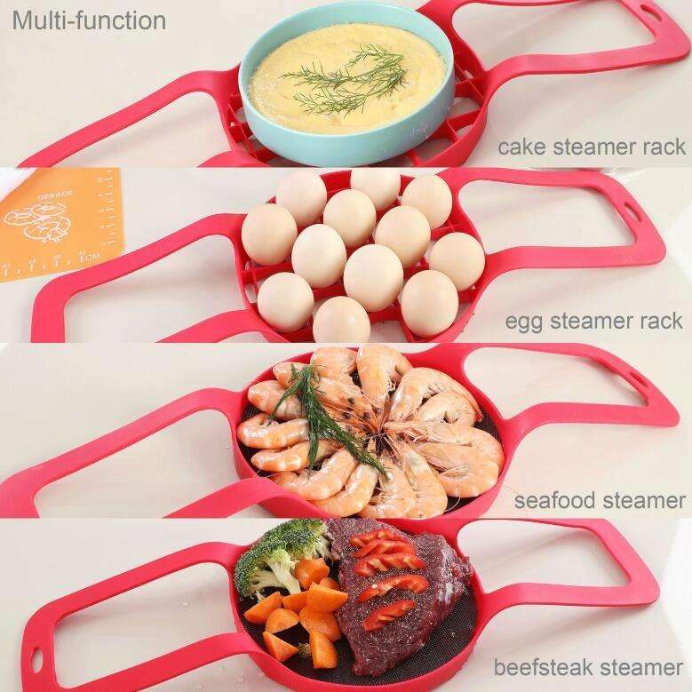 Steamer Sling Pressure Cooker Silicone Steamer(Red)