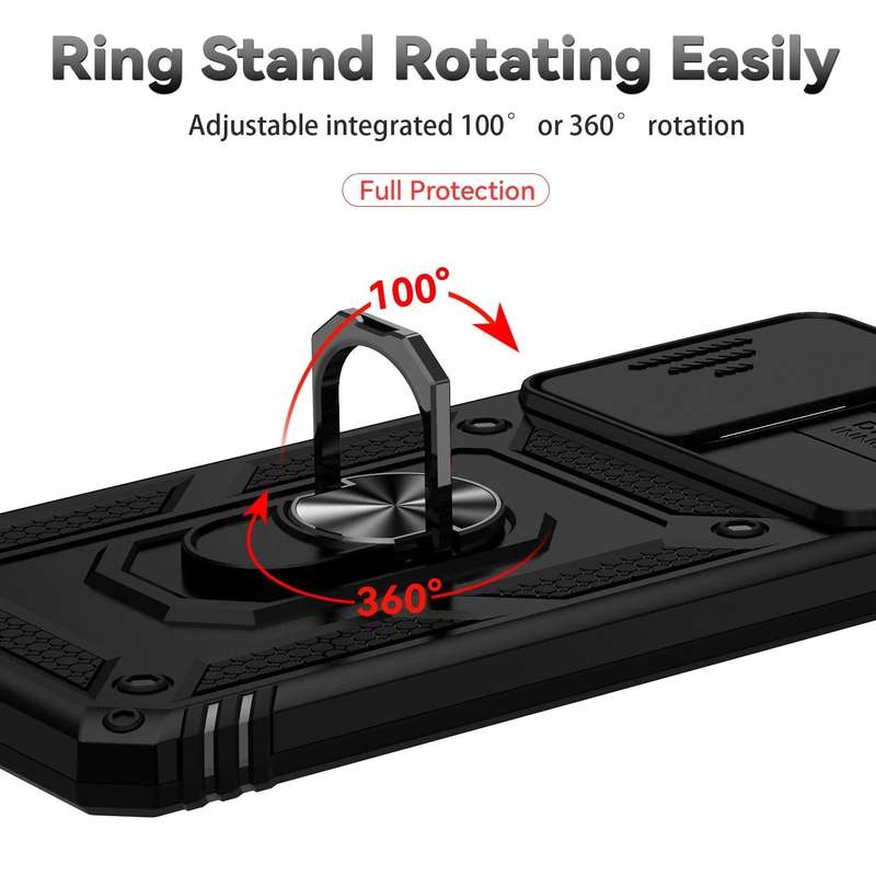 For Samsung Galaxy A73 5G Sliding Camshield Holder Phone Case(Black)