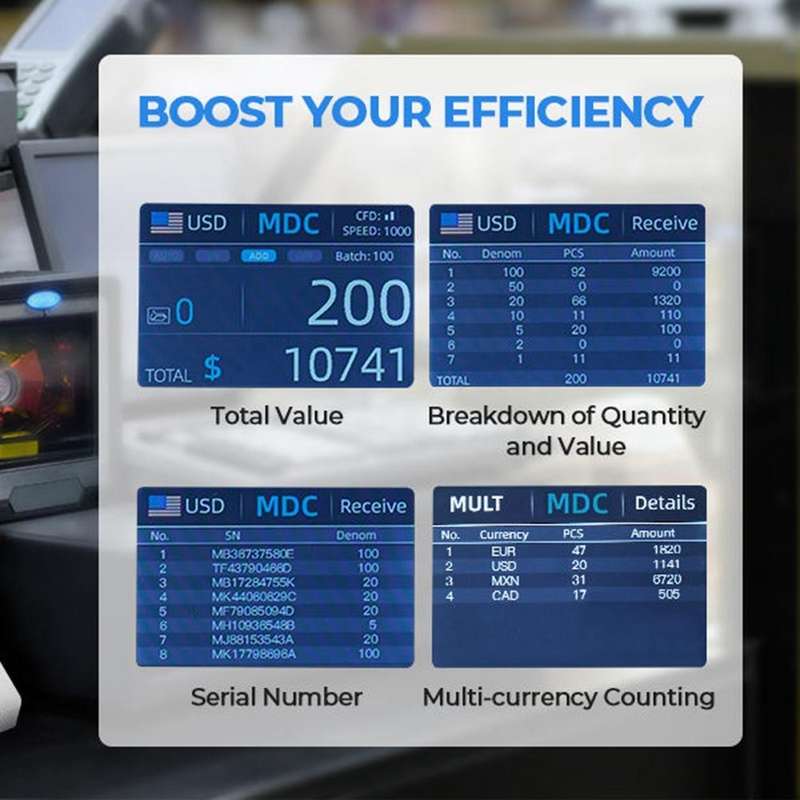 AL-920 Dual CIS Image Multi-Currency Vertical Currency Counter, Specifications:UK Plug