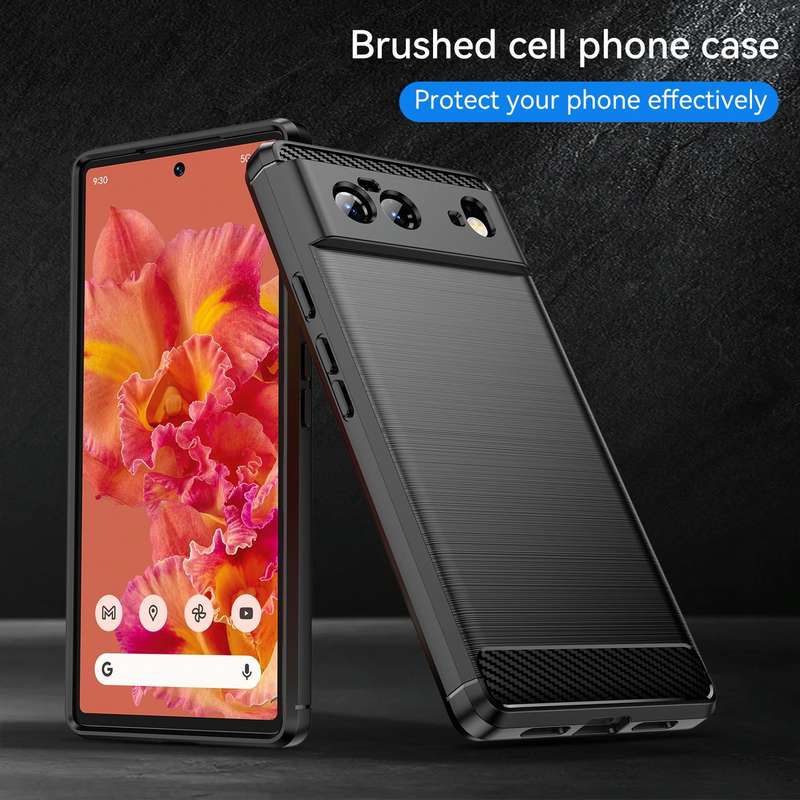 For Google Pixel 6 Brushed Texture Carbon Fiber TPU Case(Black)