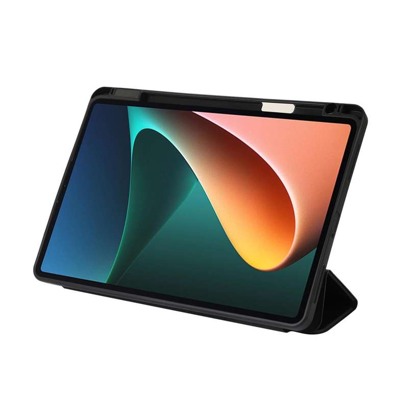 For Xiaomi Pad 5 Solid Color 3-folding Leather Tablet Case(Dark Green)
