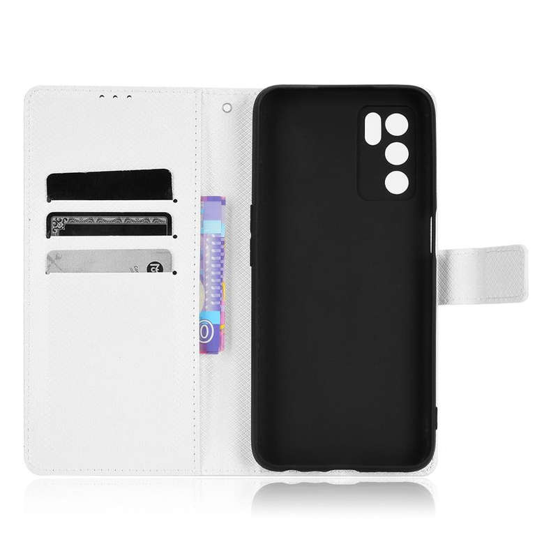 For OPPO A16 / A16s Diamond Texture Leather Phone Case(White)