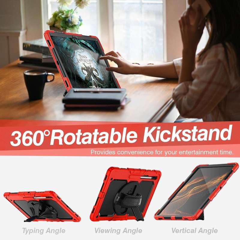 For Samsung Galaxy Tab S8 Ultra 14.6 inch SM-X900 Silicone + PC Tablet Case(Red+Black)