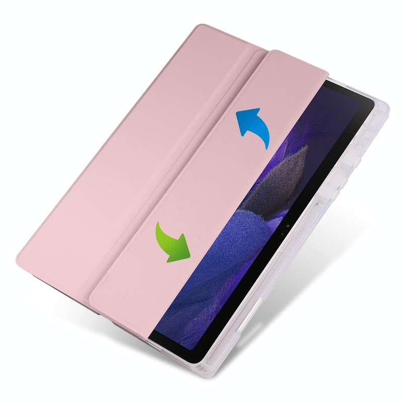 For Samsung Galaxy Tab A8 X200 Smart 3-folding Transparent Honeycomb TPU + Leather Tablet Case(Pink)