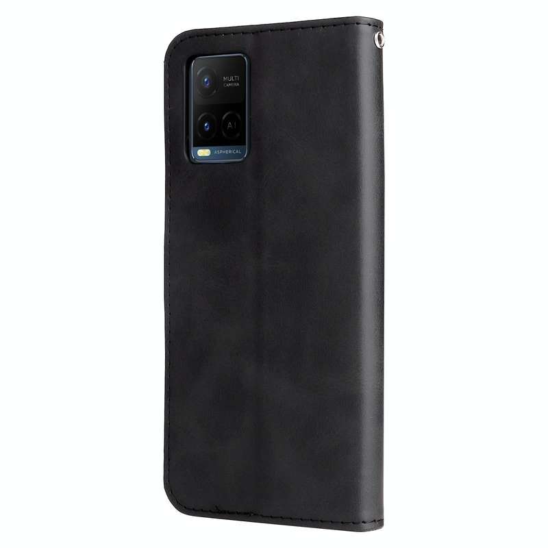 For vivo Y21 / Y21S / Y33S Fashion Calf Texture Zipper Horizontal Flip Leather Phone Case(Black)