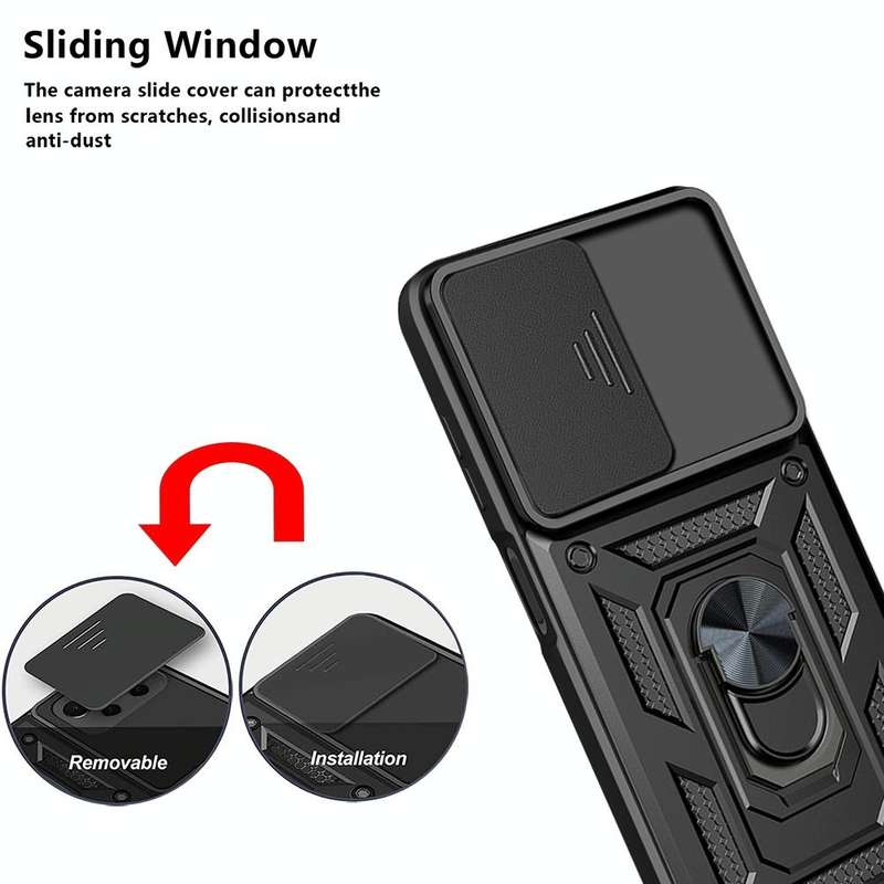 For Samsung Galaxy A13 4G Sliding Camera Cover TPU+PC Phone Case(Black)