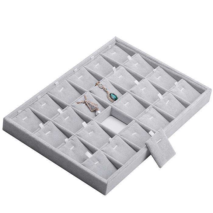 18 Grids Flannelette Ear Stud Earrings Ring Pendant Necklace Display Rack Jewelry Storage Tray