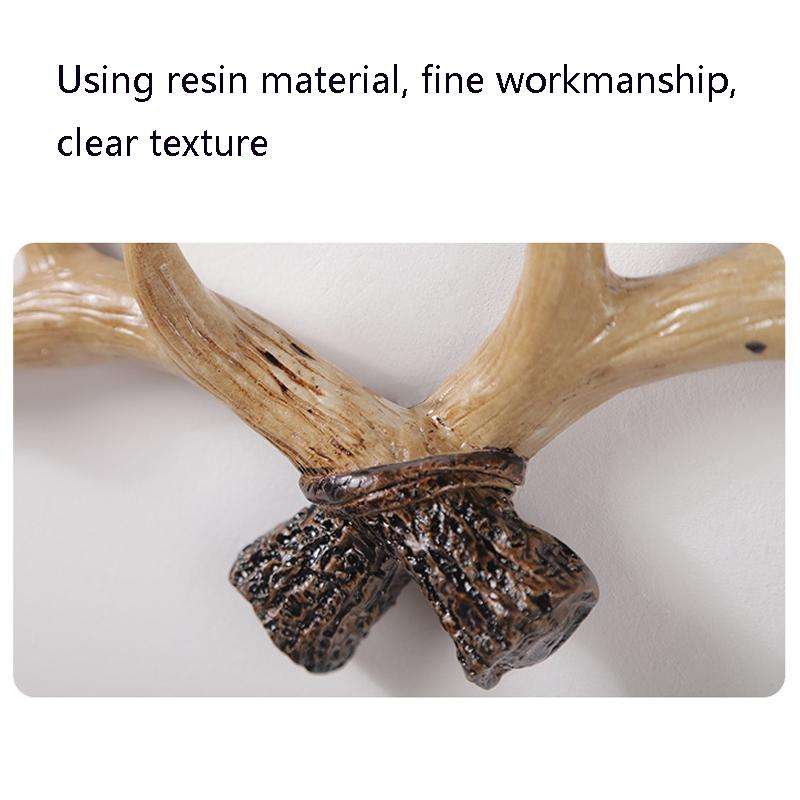Resin Antler Wall Decoration Wall Hanger Home Living Room Entrance Wall Coat Hook(Light Color)