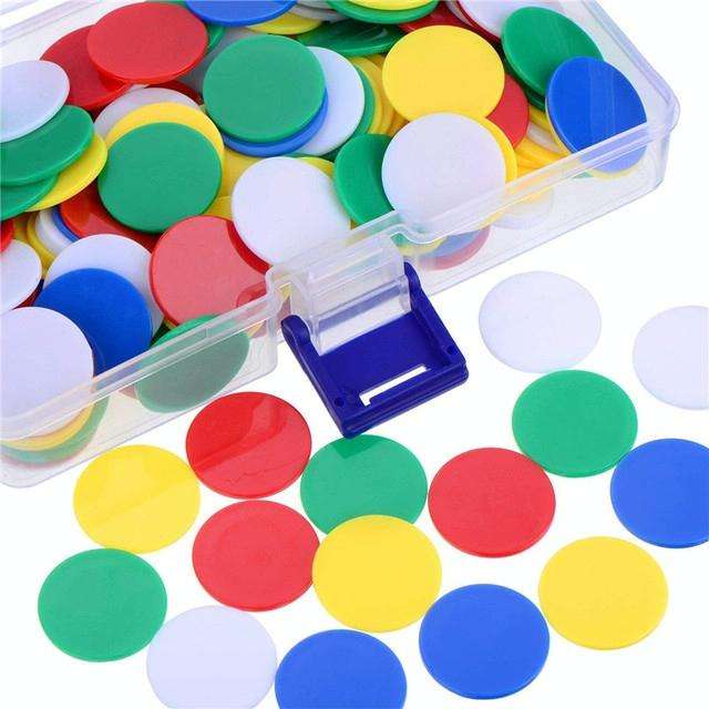 100 PCS Transparent Plastic Casino Poker Chips Bingo Tag Token Children Toys Gifts(Random Color D...