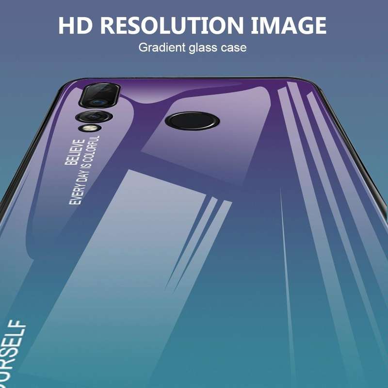 For Huawei Nova 4 Gradient Color Glass Case(Red Blue)
