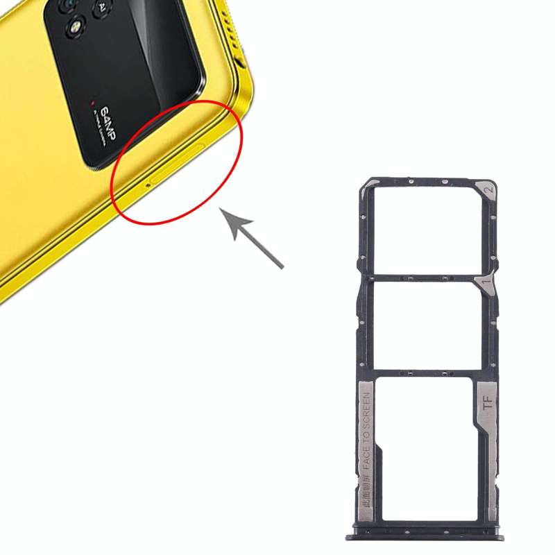 For Xiaomi Poco M4 Pro SIM Card Tray + SIM Card Tray + Micro SD Card Tray (Black)