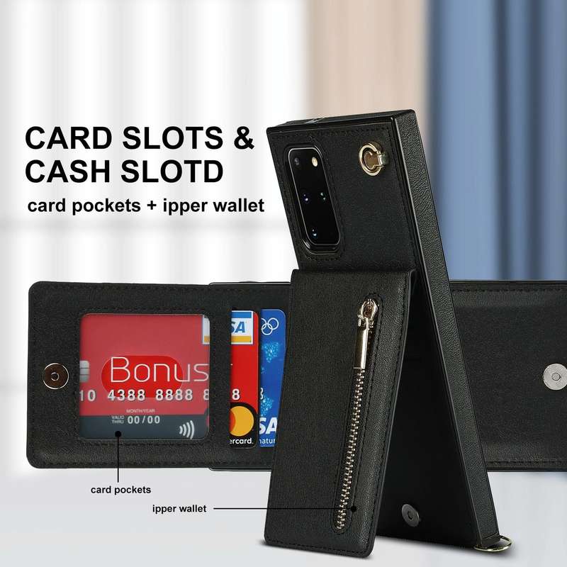 For Samsung Galaxy S20 Cross-body Zipper Square TPU+PU Back Cover Case with Holder & Card Slots &...