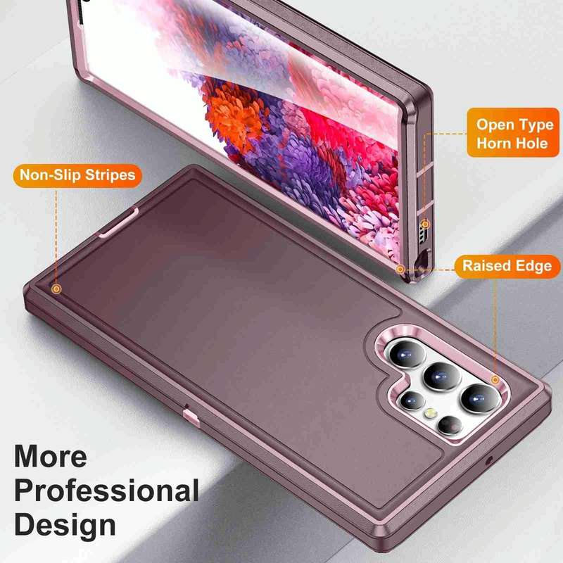 For Samsung Galaxy S22 Ultra 5G Life Waterproof Rugged Phone Case(Purple + Pink)