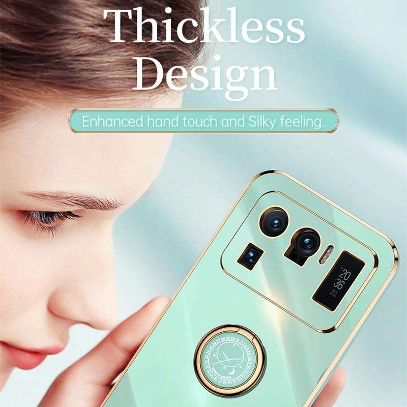 For Xiaomi Mi 11 Ultra XINLI Straight 6D Plating Gold Edge TPU Shockproof Case with Ring Holder(B...